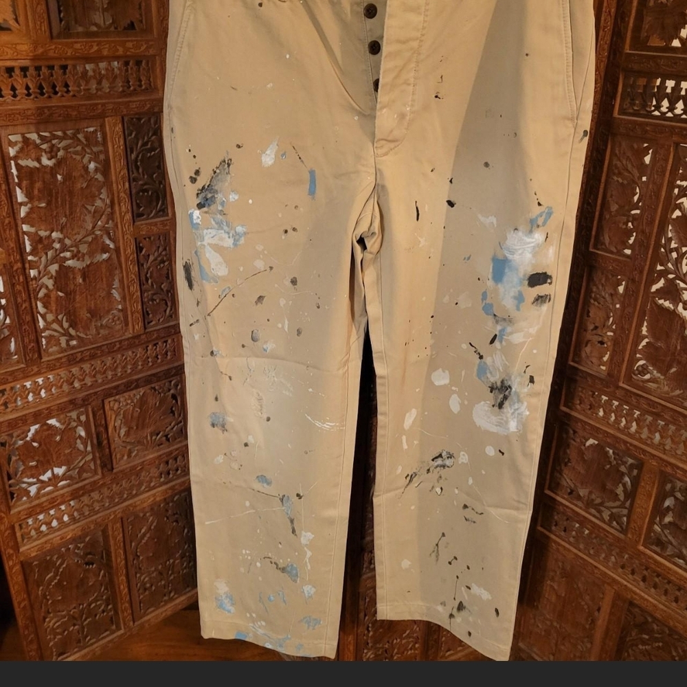 Vtg Ralph Lauren Tan Paint-Splatter Chinos